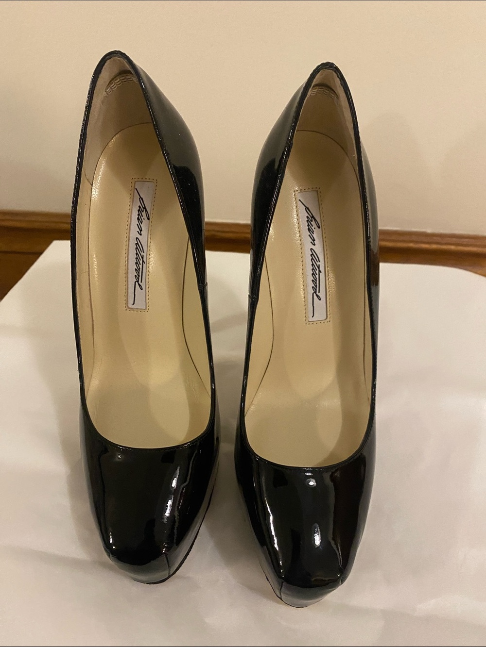 Brian Atwood Black Patent Leather Stiletto Pumps